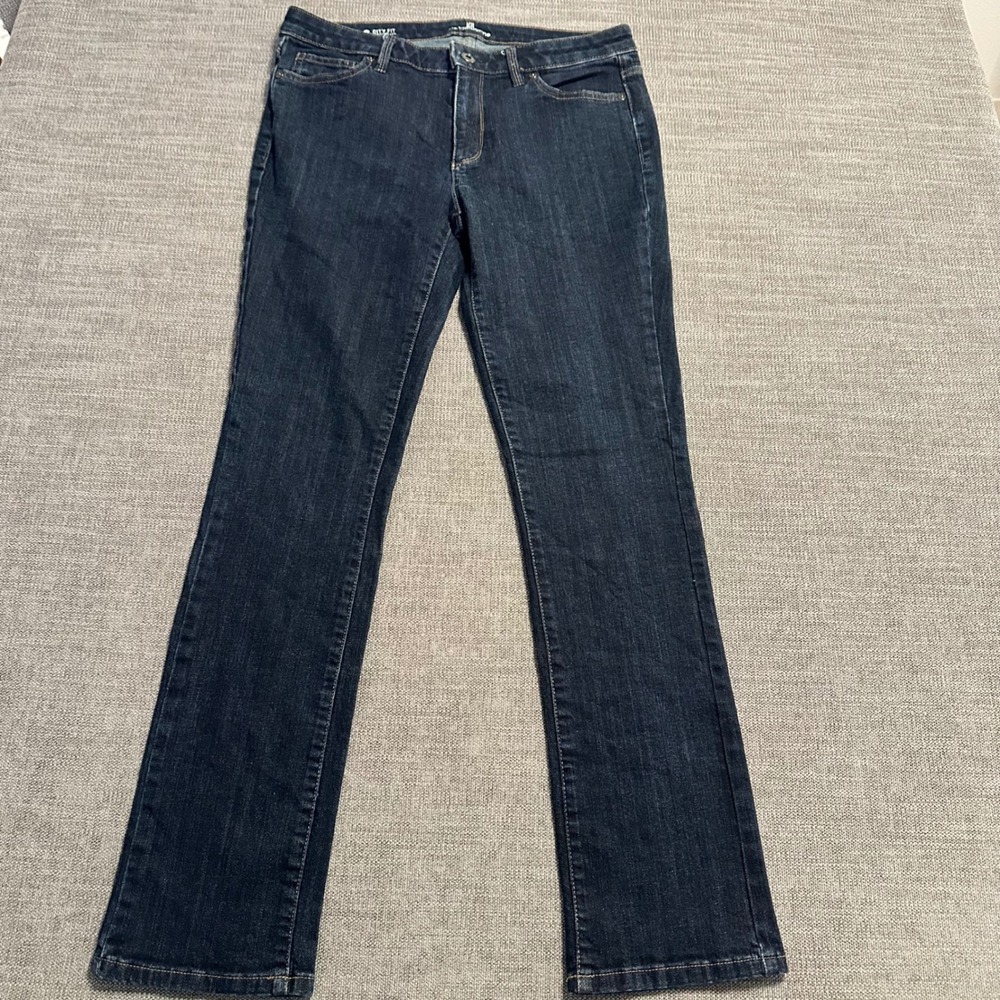 Liz Claiborne City Fit Jeans Womens 6 Dark Indigo Blue Straight Leg
